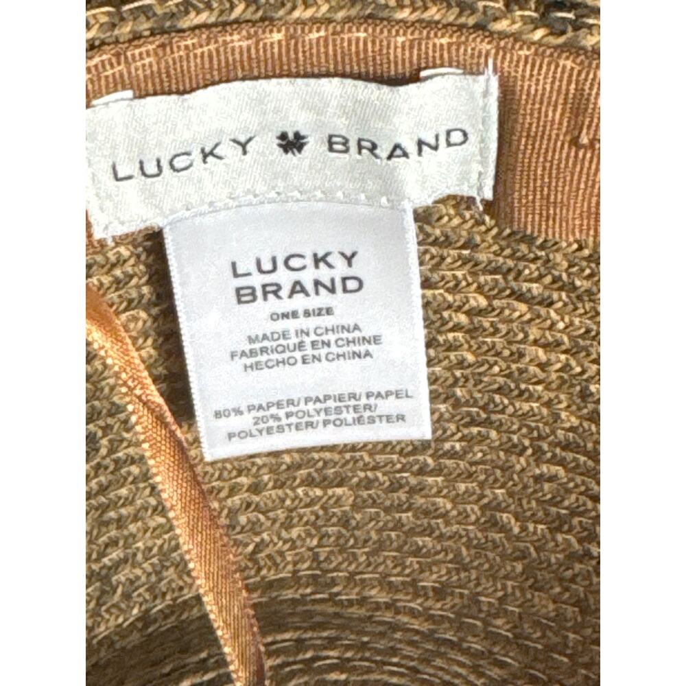 Lucky Brand Straw Hat Brown Black Leather Strap Womens One Size Summer Brimmed - Picture 6 of 7